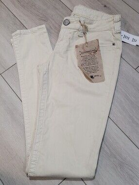 Bootlegger Women's 2000's Paradise Low Rise Cream Skinny Jeans 28x33 Y2K NEW